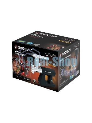 Мясорубка электрическая Endever Sigma-110 черный, 2600 Вт, 2.0 кг/мин, реверс, защита от перегрузки, металлический лоток, насадки - 5