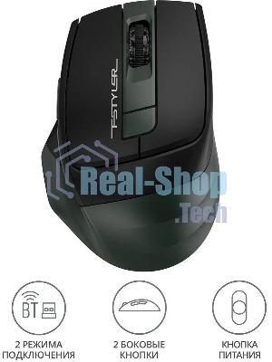Мышь беспроводная A4Tech Fstyler FB35 зеленый/черный, 2000 dpi, радиоканал, Bluetooth, USB, кнопки - 6