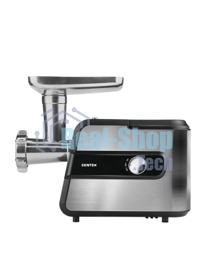 Мясорубка электрическая Centek CT-1623 серый, 2200 Вт, 2.2 кг/мин, реверс, защита от перегрузки, металлический лоток, насадки - 4