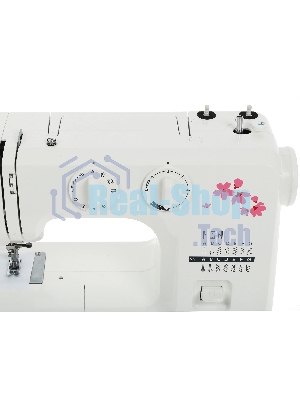 Швейная машина Janome MX 55 белый/розовый, электромеханическая, вертикальный качающийся, 15 операций, петля полуавтомат