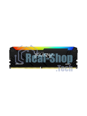 Оперативная память Kingston Fury Beast, DDR4, 8GB (1x8GB), 3600MHz, CL17, DIMM, с радиатором, RGB, черный
