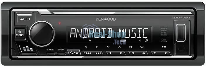 Автомагнитола Kenwood KMM-105M, 1 DIN, USB Type-A, AUX, съёмная панель