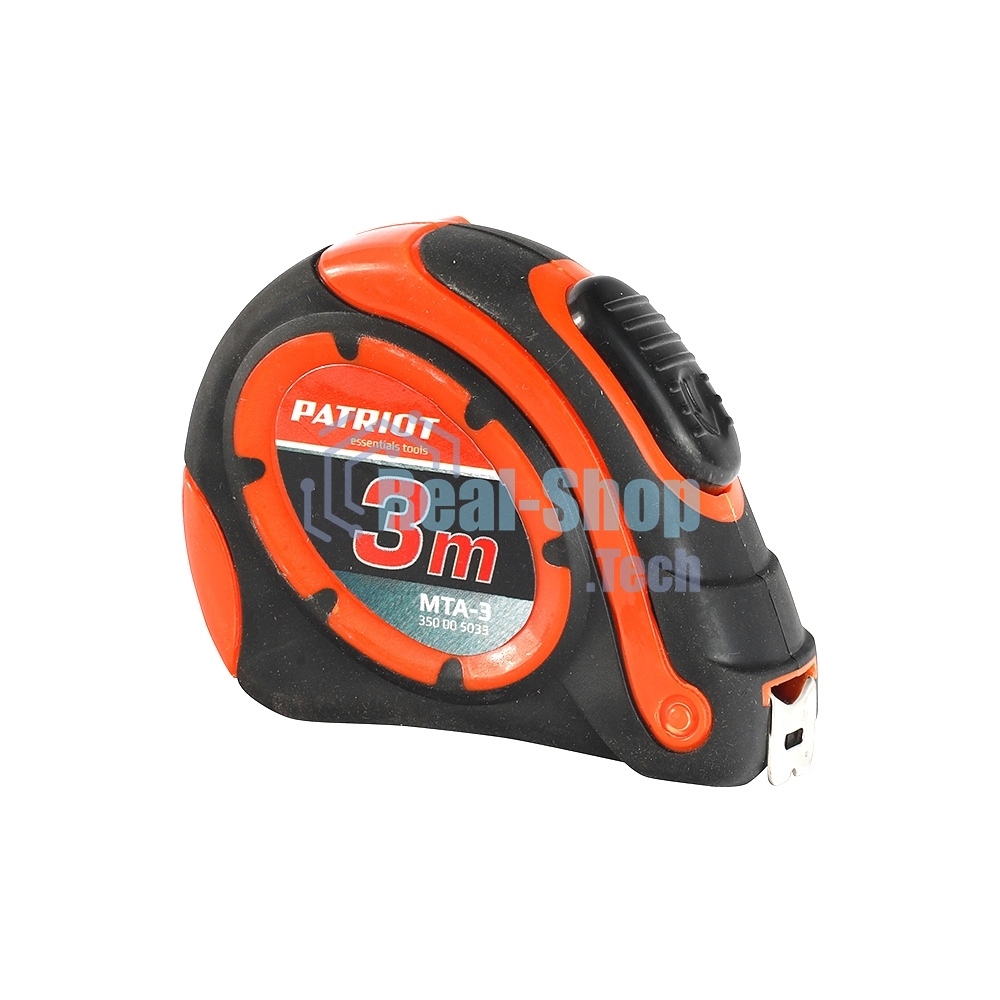 Рулетка PATRIOT MTA-3, автостоп, ударопрочный корпус, обрезиненная, 3м