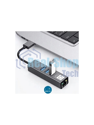Кабель-адаптер USB3.0 5bites UA3-45-11BK, 3*USB3.0, RJ45 1G, AL, серый