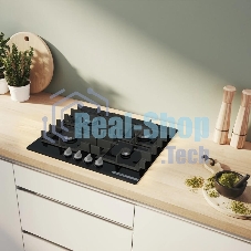 Поверхность газовая Bosch PNP6B6K40 Газ, 4.5х59x52 см, закаленное стекло, 4 конфорки, газ-контроль, автоподжиг, черный