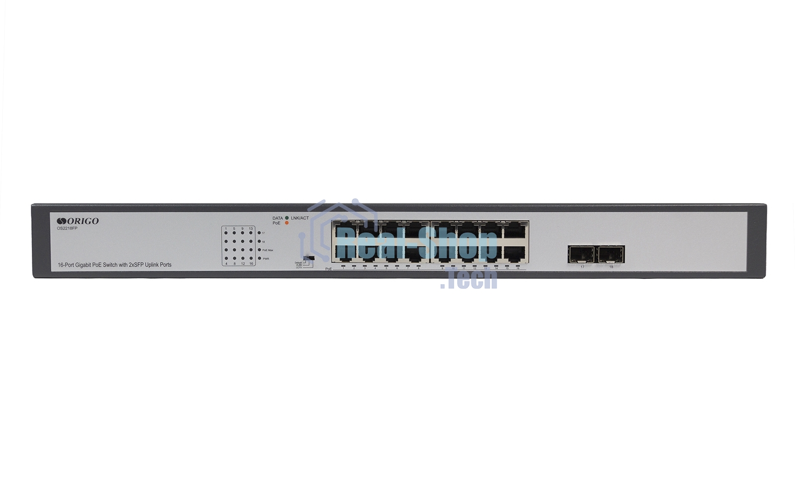 Коммутатор Unmanaged Switch 16x1000Base-T PoE, 2x1000Base-X SFP, PoE Budget 200W, Long-range PoE up to 250m, 19