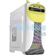 Компьютерный корпус GameMax Cute OWL W-Y без БП (Midi Tower, ATX, Бело-желтый, 1*USB 3.0 + 2*USB 2.0, 2*120мм)