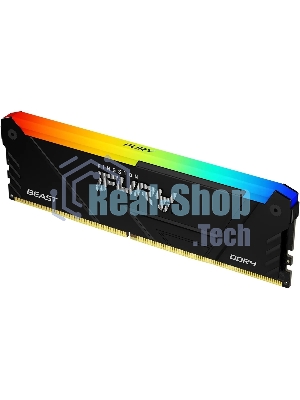 Оперативная память Kingston Fury Beast, DDR4, 8GB (1x8GB), 3200MHz, CL16, DIMM, с радиатором, RGB, черный