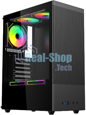 Компьютерный корпус ACD Citadel 108B ATX, Type-C + 2XUSB ports + HD audio combo, Mesh, TG, черный.