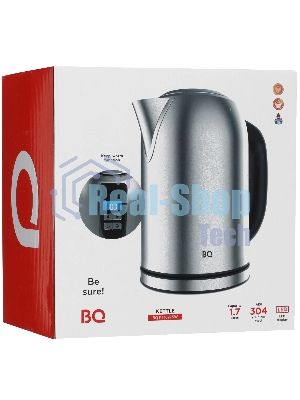 Электрочайник BQ KT1827SW черный/серебристый, 1.7 л, 2200 Вт, скрытый нагревательный элемент