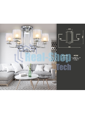 Светильник Ambrella light TR4418/6 CH/CL/FR хром/прозрачный/белый матовый E27*6 max 40W D748*463