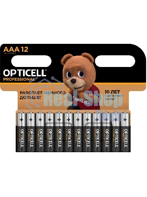 Элемент питания алкалиновый AAA/LR03 (блист. 12шт) Professional Opticell 5052006