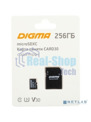 Флеш карта microSDXC 256Gb Class10 Digma CARD30 + adapter