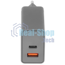 Сетевое зарядное устройство BQ Charger 38W2A01 (2 ports Type-C + USB, PD 20W+QC3.0 18W, 38W total) серый