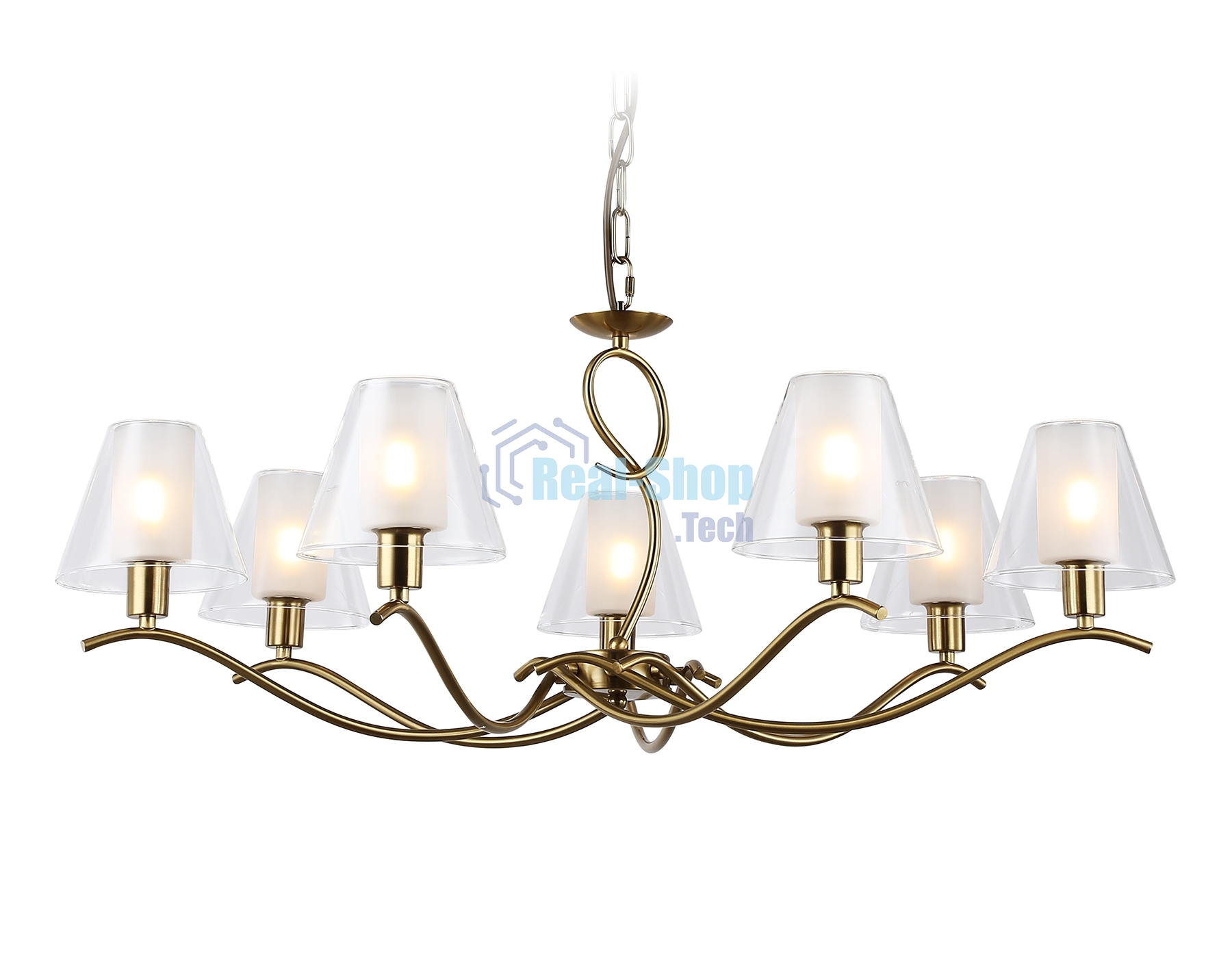 Люстра Ambrella light LH57093/7 BS/FR латунь/белый матовый E14/7 max 40W D840*790