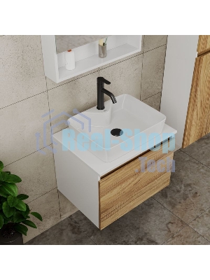 Комплект для ванной, 4 предмета (тумба Bau Dream 60 + раковина BAU 48х37, с отв. под смеситель + смеситель Dream Black, выпуск клик-клак, черный)