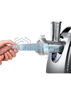 Мясорубка электрическая Bosch MFW68660 черный, 2200 Вт, 4.3 кг/мин, реверс, защита от перегрузки, металлический лоток, насадки - 10
