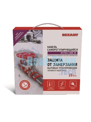 Греющий саморегулирующийся кабель Rexant на трубу Extra Line 25MSR-PB 8M (8м/200Вт)
