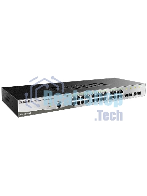 Коммутатор D-Link DGS-1210-28/ME/B2A, L2 Managed Switch with 24 10/100/1000Base-T ports and 4 1000Base-X SFP ports.16K Mac address, 802.3x Flow Control, 4K of 802.1Q VLAN, 802.1p Priority Queu