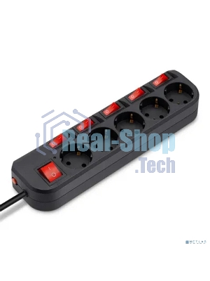 Сетевой фильтр Buro 500SH-3-SW-B 3 м, 5 розеток, черный, коробка
