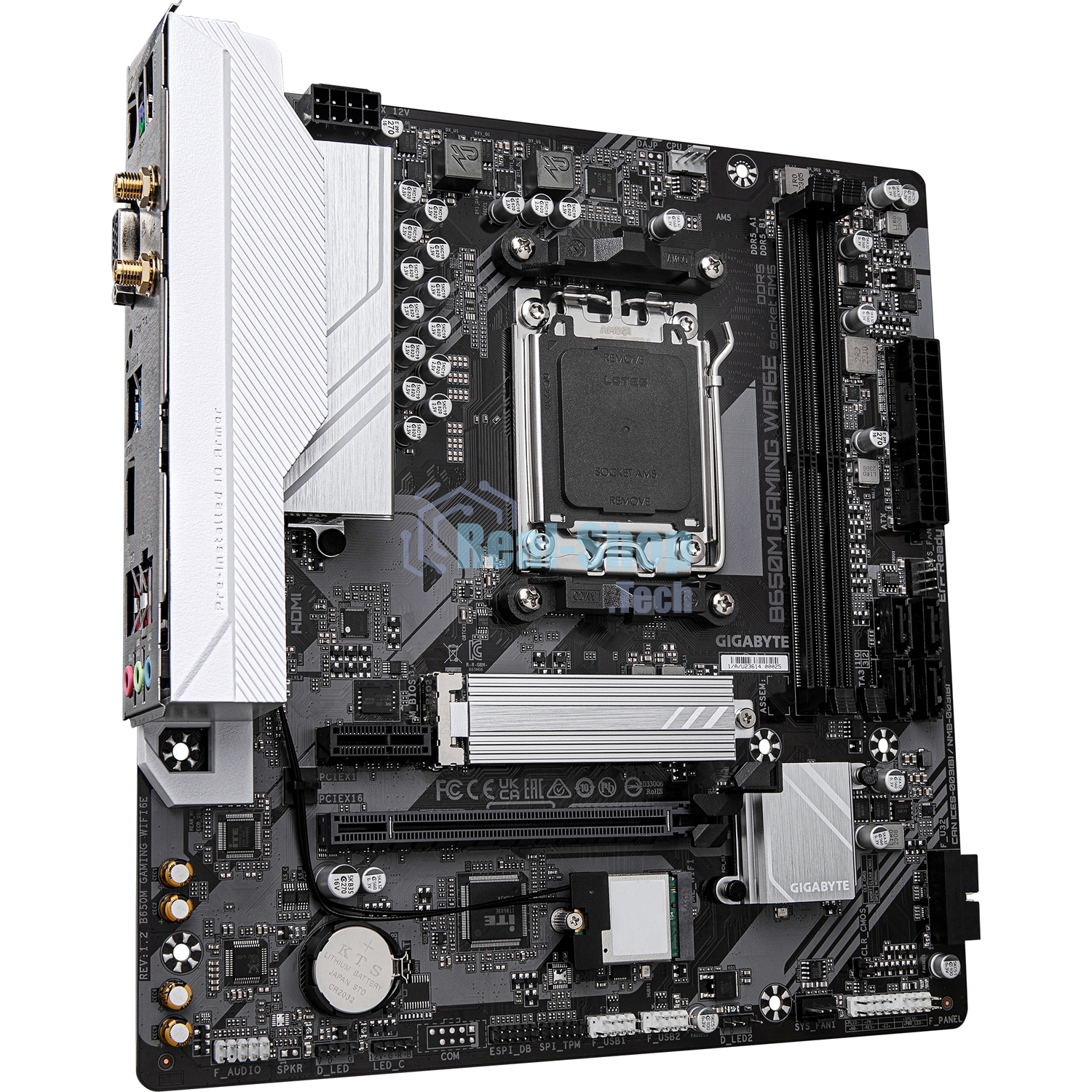 Материнская плата Gigabyte B650M GAMING WIFI6E, AM5, AMD B650, 2xDDR5, 4xSATA, 1xM.2, 1xPCIe 4.0 x16, 1xPCIe 3.0 x1, 1xD-Sub, 1xHDMI (v2.1), 1x2.5Gb LAN, Wi-Fi 6, Bluetooth 5.3, 2xUSB-A 5Gbps, 5xUSB-A 2.0, 3x3.5 мм, 7.1, mATX