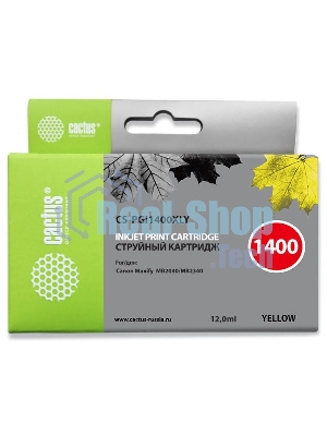 Картридж струйный Cactus CS-PGI1400XLY желтый (12 мл) для HP Canon MB2050/MB2350/MB2040/MB2340