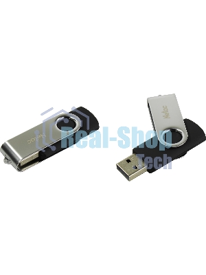 Флешка USB Netac U505 (NT03U505N-064G-20BK), 64Gb, USB 2.0, R/W 70/30, черный/серебристый
