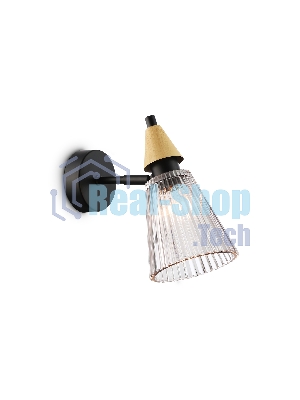 Настенный светильник Ambrella light LH58118 BK/LW/SM черный/светлое дерево/дымчатый E14 max 40W 180*110*200
