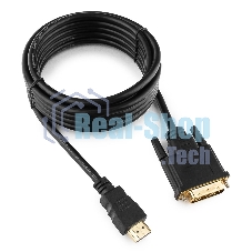 Кабель HDMI-DVI Cablexpert CC-HDMI-DVI-10, 19M/19M, single link, медь, позол.разъемы, экран, 3.0м, черный, пакет