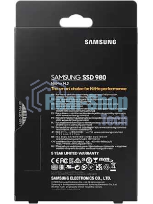 Накопитель SSD Samsung 980 MZ-V8V500BW, 500Gb, PCIe 3.0 x4, M.2 2280, NVMe, R/W 3100/2600