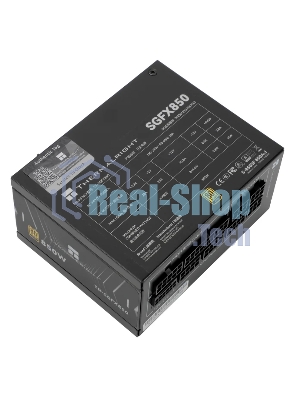 Блок питания Thermalright, 850W 80+ Gold (SFX, 3.1, PCIe 5.1, Full modular, 1x24(20+4)pin, 1xCPU 8(4+4)pin, 2xPCIe*2 8(6+2)pin, 1x12VHPWR PCIe 5.1 12+4pin 600мм, 3xSATA3, 3xMOLEX4pin, Active, 92x92mm, 100x125x64mm, APFC, OPP, OVP, OTP, OCP, SCP, UVP, black)