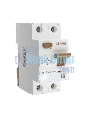 Устройство защитного отключения Werkel 1P+N 25 A 30 mА  АС  6 kА W912P256