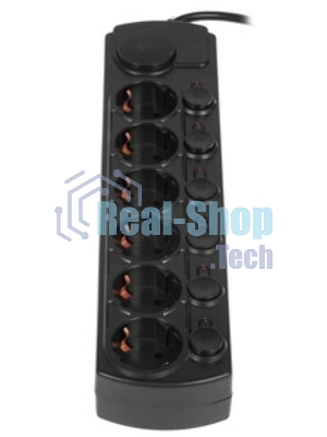 Сетевой фильтр Ippon BK-6-EU-5-10-B 5 м, 6 розеток, черный, коробка