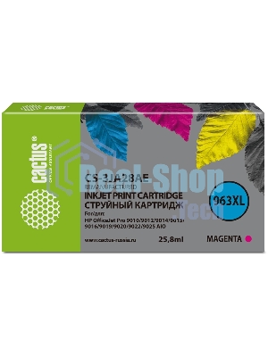 Картридж струйный Cactus CS-3JA28AE 963XL (есть ограничения по прошивке) пурпурный (25.5 мл) для HP OfficeJet Pro 9010/9010e/9012/9014/9015/9016/9019