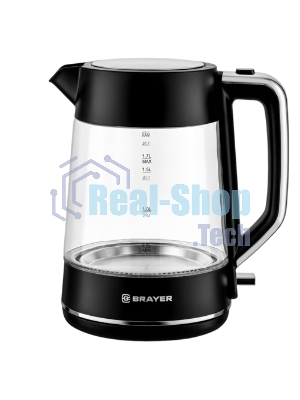 Электрочайник BRAYER BR6102 черный, 1.7 л, 2200 Вт, скрытый нагревательный элемент