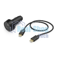 Автомобильное зар./устр. Hama H-183327 3A PD+QC универсальное кабель USB Type C черный (00183327)