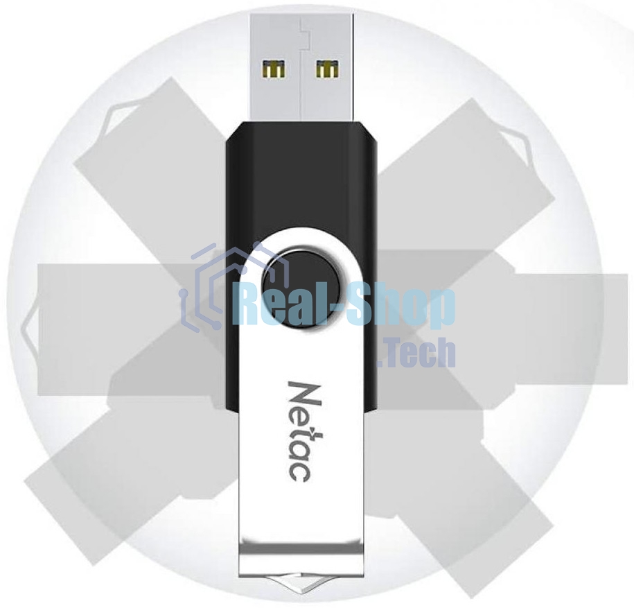 Флешка USB Netac U505 (NT03U505N-128G-20BK), 128Gb, USB 2.0, R/W 70/30, черный/серебристый
