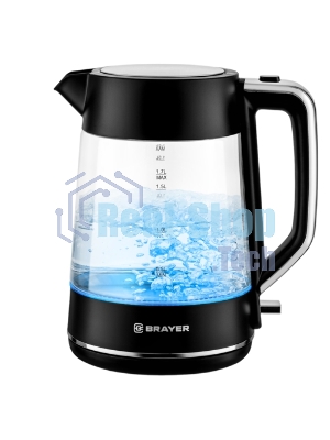 Электрочайник BRAYER BR6102 черный, 1.7 л, 2200 Вт, скрытый нагревательный элемент