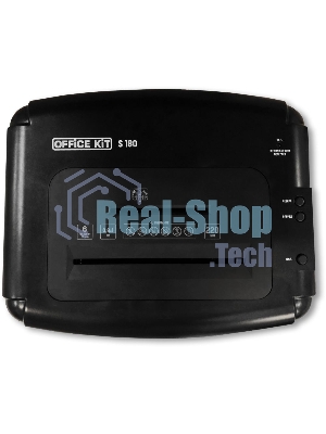 Шредер Office Kit S180 (0,8х1) черный (секр.P-7)/фрагменты/5лист./32лтр./пл.карты/CD