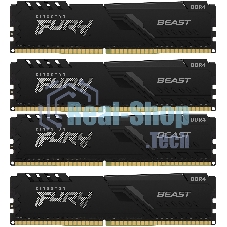 Оперативная память Kingston Fury Beast, DDR4, 32GB (4x8GB), 3600MHz, CL17, DIMM, с радиаторами, черный