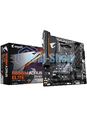 Материнская плата Gigabyte B550M AORUS ELITE, AM4, AMD B550, 4xDDR4, 4xSATA, 2xM.2, 1xPCI-E 4.0 x16, 1xPCI-E 3.0 x4, 1xPCI-E x1, 1xHDMI, 1xDVI-D, 1x 1Gb LAN, 4xUSB-A 2.0, 4xUSB-A 3.2 Gen 1, 3x3.5 мм, 7.1, Micro-ATX