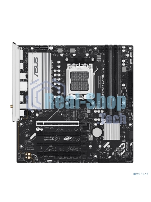 Материнская плата ASUS B850M MAX GAMING WIFI, AM5, AMD B850, 4xDDR5, 4xSATA, 3xM.2, 1xPCIe 5.0 x16, 1xPCIe 4.0 x4, 1xPCIe 3.0 x1, 1xDP, 1xHDMI, 1x1Gb LAN, Wi-Fi 6, Bluetooth 5.4, 1xUSB-C 10Gbps, 2xUSB-A 10Gbps, 2xUSB-A 5Gbps, 5xUSB-A 2.0, 3x3.5 мм, 7.1, mATX