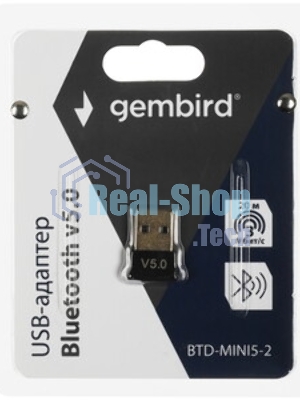 Адаптер Bluetooth Gembird, BTD-MINI5-2, ультратонкий корпус, v.5.0, 10 м, USB