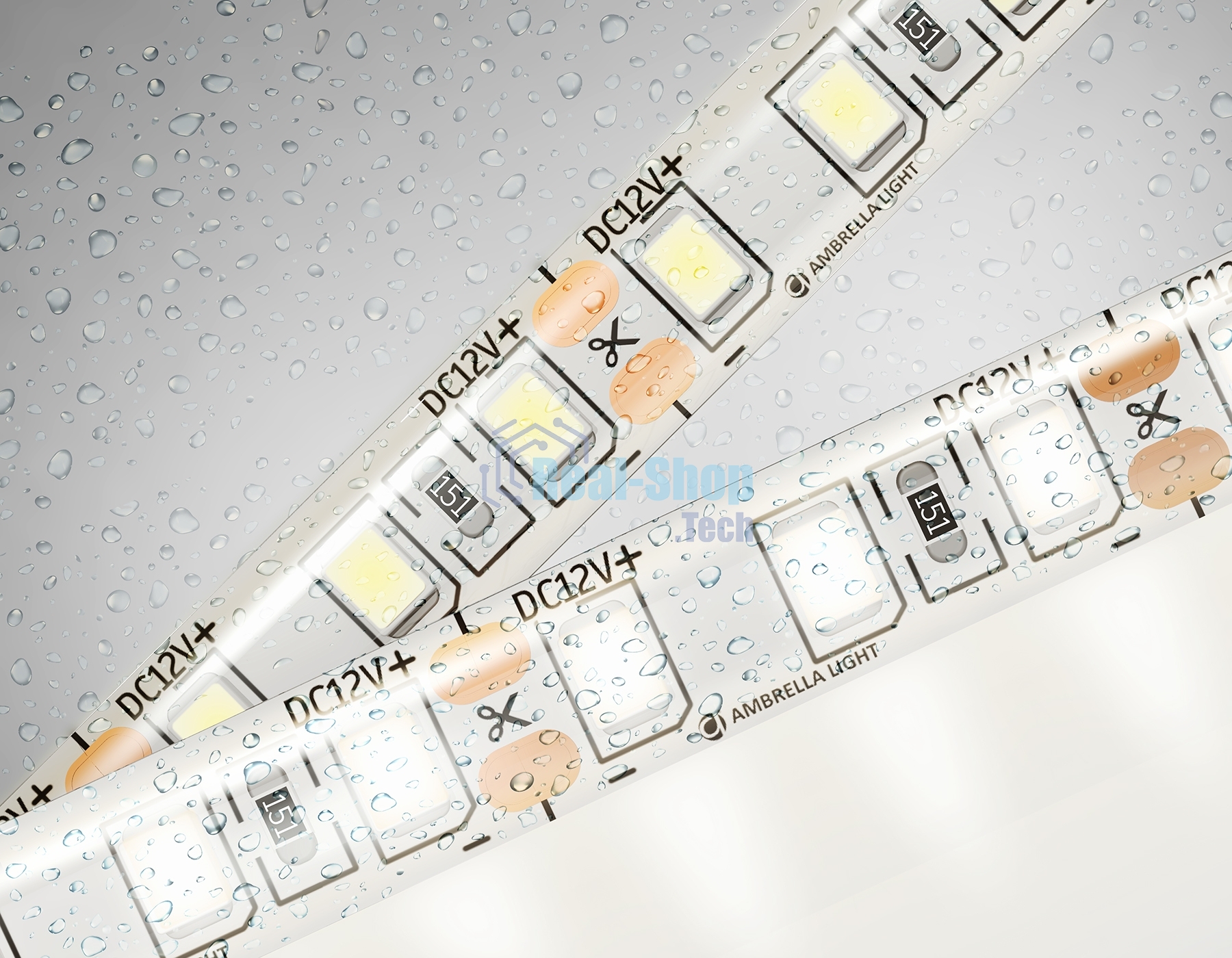 Светодиодная лента Ambrella light GS1202 2835 120Led/ 9.6W m/ 12V IP65 4500K/ 5000*8*2.27mm (2 конт.)