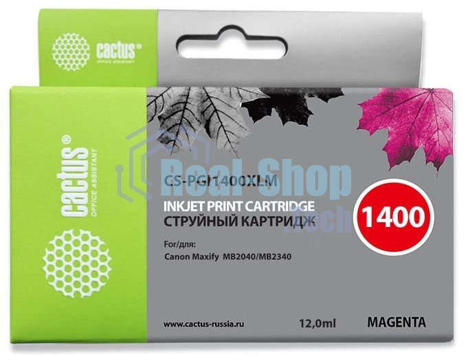 Картридж струйный Cactus CS-PGI1400XLM пурпурный (12 мл) для HP Canon MB2050/MB2350/MB2040/MB2340