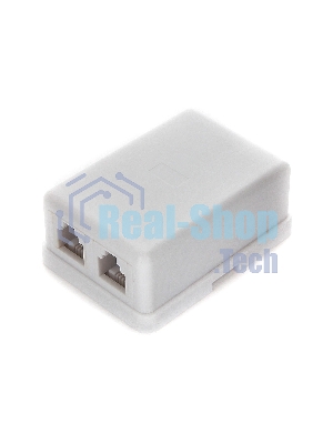 Розетка телефонная TA-102 RJ-11 (6P4C) внешняя 2 порта, белый