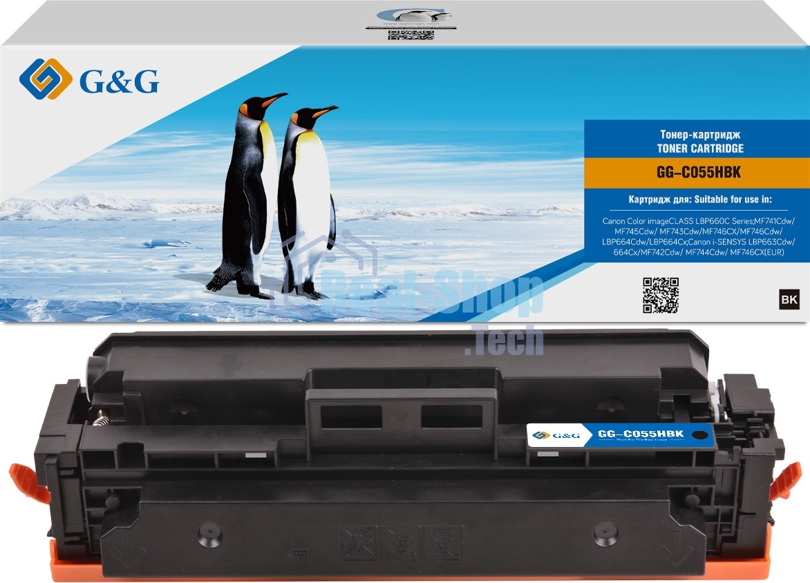 Картридж лазерный G&G GG-C055HBK черный (7600 стр.) для Canon LBP663Cdw/LBP664Cx/MF746Cx/MF742Cdw/MF744Cdw