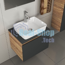 Комплект для ванной, 4 предмета (тумба Bau 60, графит + раковина BAU 48х37, с отв. под смеситель + смеситель Dream, выпуск клик-клак, хром)