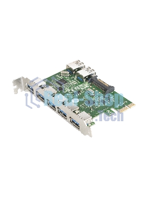Контроллер ExeGate EXE-317 PCI-E 2.0, 5*USB 3.0 ext + 2*USB 3.0 int, разъем доп.питания (OEM)
