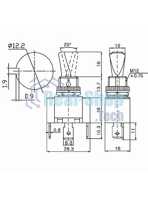Тумблер Rexant 12V 30А (3c) ON-OFF однополюсныйс синей LED подсветкой